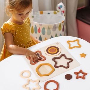 Rompecabezas de Madera Natural de Primera Calidad, Juguete de Desarrollo para Niños Pequeños, Bloques de Madera Apilables, Rompecabezas - Product Image 5