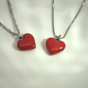 12mm Acero inoxidable hecho a mano aceite goteo rojo en forma de corazón melocotón corazón DIY accesorios COLLAR COLGANTE joyería colgante - Product Image 3