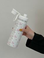 Thermos portable en acier inoxydable à isolation sous vide, motif floral nœud papillon, pour voiture, sports/fitness en extérieur 6-12