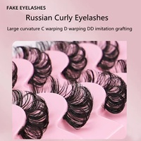 Pinky Leem Vente en gros de cils en soie 3D russes faits à la main, moelleux, best-seller, dramatiques, 25 mm, lot de 10 paires, cils en bande D DD Curl