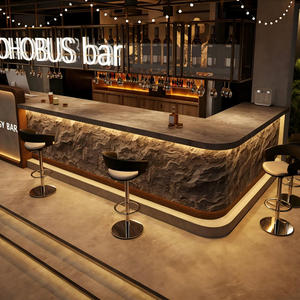 Diseño Interior Moderno de Barra de Cócteles Estilo Wabi-Sabi Industrial |   Diseño de Barra de Bar Personalizada de Microcemento, Madera y Metal para Lounge de Vinos - Product Image 3