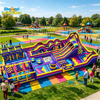 Structure gonflable commerciale géante à thème spatial avec toboggan, équipement de jeu, aire de jeux gonflable Fun City, château gonflable combiné