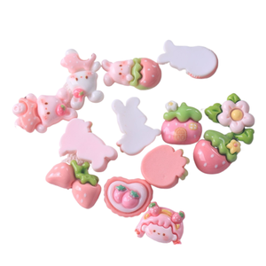 Caoh Mini lapin fraise jardin bricolage ongles autocollant matériaux colle accessoires faits à la main résine maison - Product Image 3