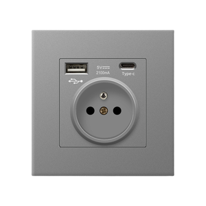 EU PC tường ổ cắm với USB Type-C Thiết bị chuyển mạch sứ Home ổ cắm trong nhựa <span class=keywords><strong>16A</strong></span> Đánh giá hiện tại - Product Image 4