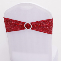 Ceintures de chaise à paillettes extensibles gratuites Ceintures de chaise de banquet de mariage à fleurs Boucle de diamant Ceintures de chaise à nœud décoratives
