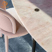 Ensemble de salle à manger moderne et luxueux pour la maison, 6 à 8 places, table ronde en marbre avec pieds en acier inoxydable pour restaurant, maison, hôtel