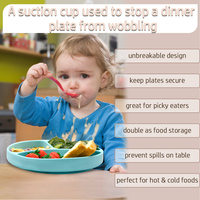 100% plaques d'aspiration divisées incassables en silicone antidérapantes pour lave-vaisselle au micro-ondes sans BPA de qualité alimentaire pour tout-petits bébés enfants