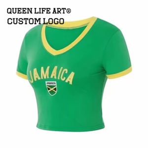 أحدث تصميم المرأة قمم المحاصيل البرازيل مثير كامي تانك أعلى قميص قصير مع طباعة 3D البلد النص مثير المحملة للسيدات - Product Image 5