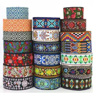 New Wholesale 2 Inch Cotton Or Polyester Colored Jacquard Ribbon Embroidery Ribbon Customizable Color Pattern