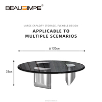 Ensemble de tables basses et d'appoint modernes en verre gris et acier inoxydable, style minimaliste italien, meubles de luxe pour salon, table basse