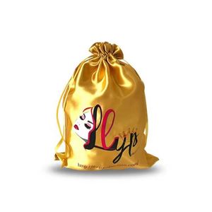 Pochette Cadeau en Satin à Cordon Coulissant Tendance, Petite, pour Cosmétiques et Maquillage, avec Logo Personnalisé Imprimé, Idéale pour Emballage de Perruques et Extensions de Cheveux, Sac Anti-Poussière en Soie Satinée - Product Image 2