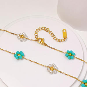 INS Trendy Acier Inoxydable Brin Sautoirs Collier Ensemble Plaqué Or Cadeau Femme - Product Image 1