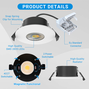 ไฟดาวน์ไลท์ <span class=keywords><strong>LED</strong></span> แบบฝังฝ้าเพดาน เส้นผ่านศูนย์กลาง 90 มม. 5W 7W ปรับได้ 4CCT เลือกได้ ไฟดาวน์ไลท์ <span class=keywords><strong>LED</strong></span> ขนาดเล็ก 840LM ไฟสปอตไลท์ <span class=keywords><strong>LED</strong></span> - Product Image 3