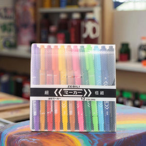 Set di Pennarelli Permanenti Suntech a Base d'Olio a Doppia Punta, 12 Colori, 0.5mm/1.0mm, Certificati <span class=keywords><strong>CE</strong></span>, Personalizzabili - Product Image 6