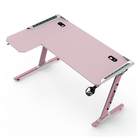 Bjflamingo Table de jeu blanche avec lumières LED bureau de jeu d'ordinateur en forme de L