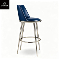 Tabouret de bar moderne en similicuir PU avec pieds en métal chromé, chaise de comptoir avec repose-pieds pour cuisine, bar, hôtel, projet