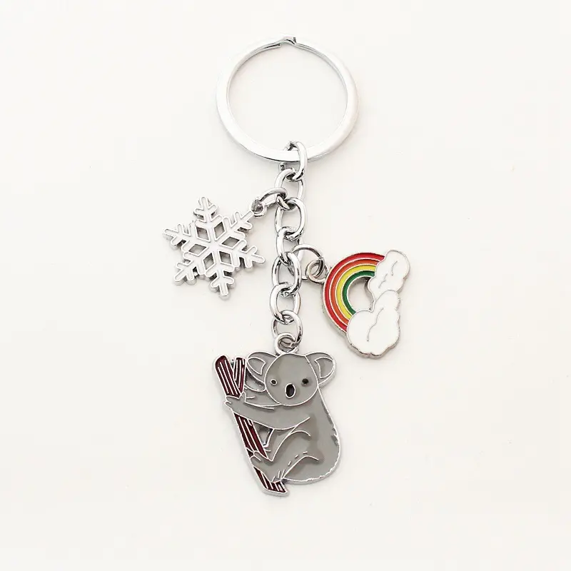Cheap wholesale custom Australian koala souvenir keychain detachable cute animal pendant keychain metal enamel bear keyring