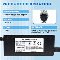 Spot Goods YZPOWER Chargeur de batterie au lithium de haute qualité 58.8V 2A 14S pour Scooter électrique Premier choix avec protection OTP OVP