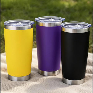 Customized logo Durable Powder Coated 20oz Stainless Steel Tumbler Insulated Double Wall Travel Coffee Mugs <b>with</b> Lid and <b>Straw</b> - Product Image 6