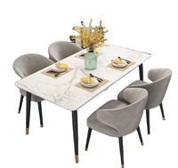 Ensemble de table à manger avec plateau en marbre, meubles de maison, restaurant, chaises de salle à manger, carré