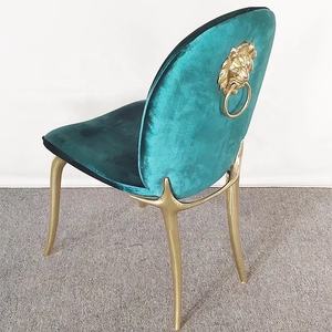 Kursi Makan Mewah Modern dengan Desain Baru Berlapis Tembaga Murni Biru Langit Gaya Kontemporer untuk Ruang Tamu Rumah Villa - Product Image 6