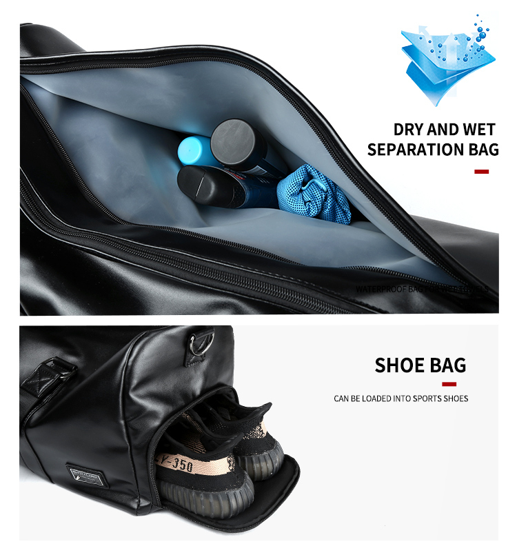 Men's Waterproof PU Leather Duffel Bag – Large Capacity Gym & Travel Holdall - View 3