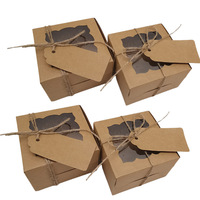 Carta Kraft eco-friendly 8x8x5 pollici scatole torta con finestra in PVC trasparente personalizzabile torta nuziale cartelle per uso alimentare