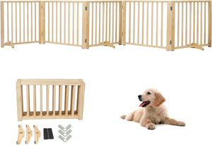 Barrière en bois autoportante pour animaux de compagnie, barrières pour chiens pour portes, portes pour chiens pour la maison, porte pour chiens pour escaliers clôture de sécurité intérieure - Product Image 6