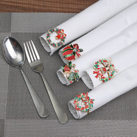 30 Anneaux de Serviette de Noël en Alliage Plaqué Or, Motifs Renne, Couronne, Père Noël, Bonhomme de Neige, Décoration de Table pour Dîner de Fête, Vente en Gros