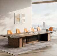 Table de conférence Yiloya 4m 5m, grande table de réunion moderne de luxe en bois pour 14, 16 ou 18 personnes