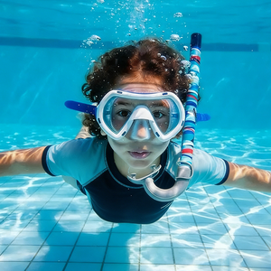 ชุดหน้ากากดำน้ำสำหรับเด็กพร้อมแว่นตาว่ายน้ำมุมมองกว้างและท่อหายใจสำหรับการสำรวจใต้น้ำ แว่นตาดำน้ำสำหรับสระว่ายน้ำ - Product Image 4