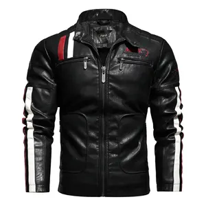 Men's Leather Jacket For Biker Distressed Genuine Lambskin Top Quality Material parka jacket men