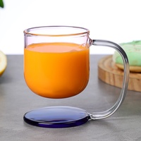 Tasse en verre flottante colorée avec poignée, anti-explosion et écologique, pour le bureau et la maison, tasse à café