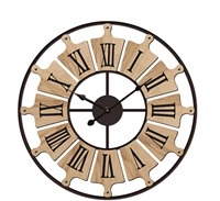 Jam Dinding Rustic Vintage Buatan Tangan 24 Inci, Jam Dinding Dekorasi Kreatif Kustom, Jam Dinding Tekstur Kayu Tanpa Suara untuk Ruang Tamu