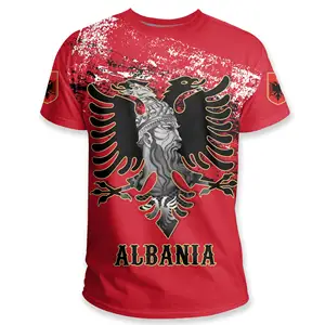 アルバニア地域地中海スタイルの服メンズ夏半袖通気性Tシャツプリントオンデマンド卸売シャツ