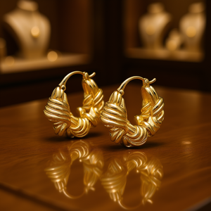 Orecchini a Cerchio Dorati E4140 in Lega di Zinco, Gioielli Unisex alla Moda - Product Image 2