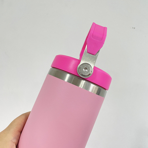 Vaso Térmico de Acero Inoxidable con Aislamiento al Vacío, con Pajita Antiderrames, Recubrimiento en Polvo <span class=keywords><strong>Rosa</strong></span> <span class=keywords><strong>Camelia</strong></span>, Capacidad de 30 oz, para Bebidas Frías - Product Image 5