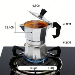 Cafetera <span class=keywords><strong>Moka</strong></span> Italiana Retro de 6 Tazas - Cafetera Espresso de Aluminio para Estufa, Plateada, Portátil, para el Hogar y la Cocina - Product Image 6