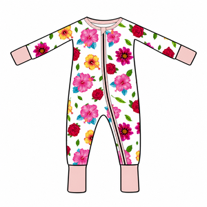 رومبير أطفال من الخيزران بطباعة زهور وسحاب ثنائي الاتجاه للبيع بالجملة حسب الطلب - Product Image 1