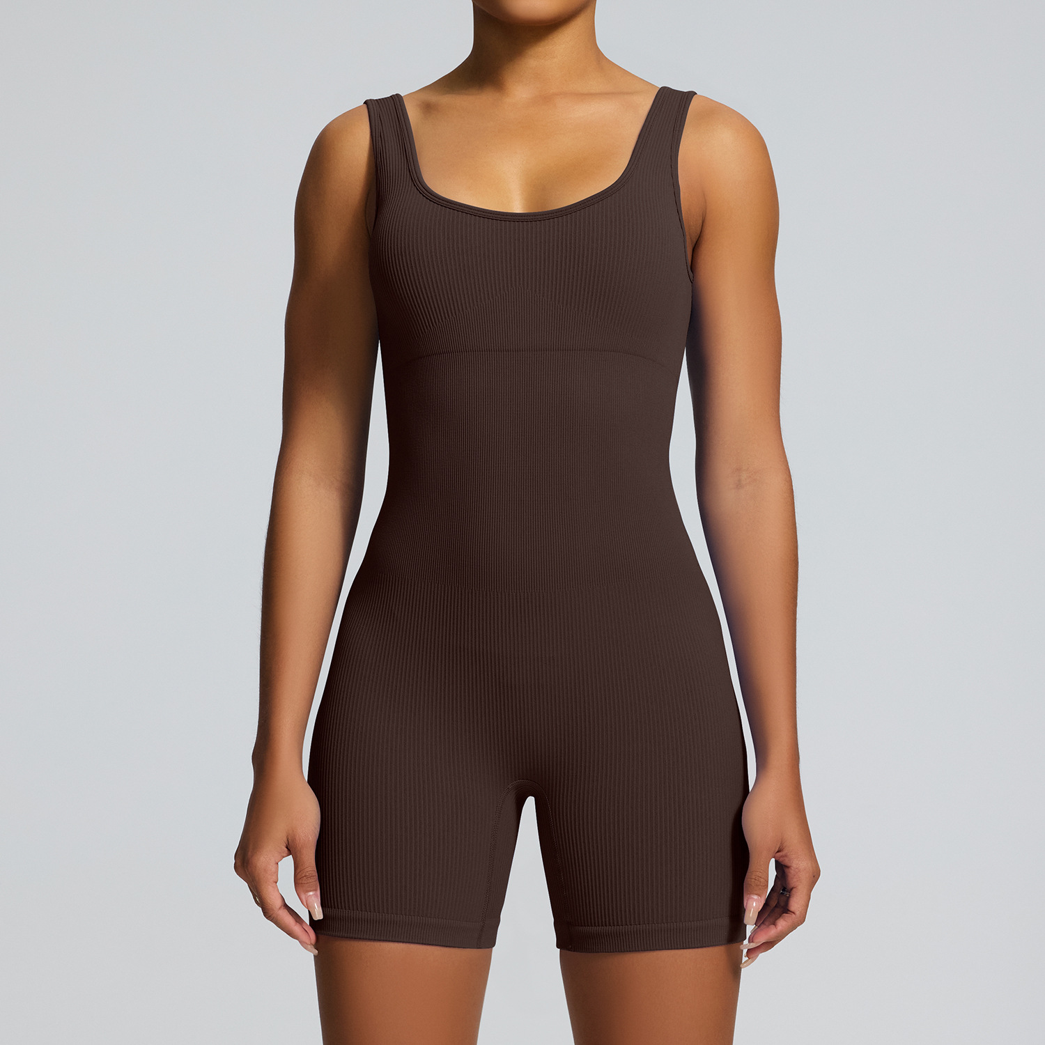 Marrón - Mono corto de color liso