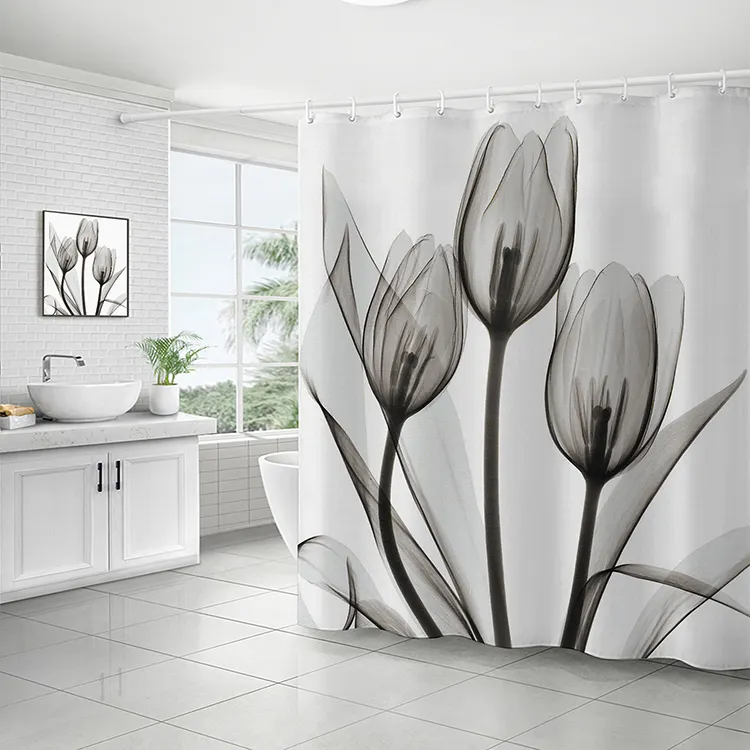 Amazon Hot Sale High Quality Bath Curtain For Bathroom Printed Shower Curtain