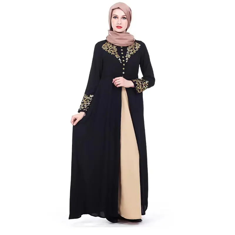 2024 Europa y los Estados Unidos musulmán Di robe moda estampado en caliente vestido de Oriente Medio impreso