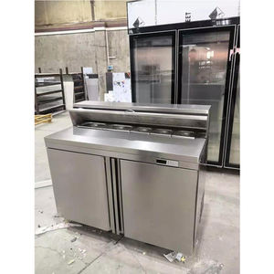 Bar <span class=keywords><strong>à</strong></span> salades Table de travail pour petit <span class=keywords><strong>comptoir</strong></span> Table de préparation de sandwichs en métro d'occasion Pizza réfrigérée Réfrigérateur avec dessus en marbre Buffet Vente - Product Image 5