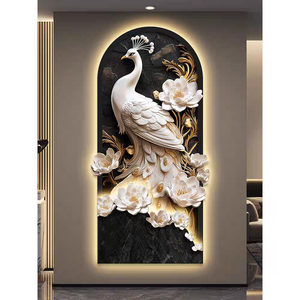 Peinture murale moderne de paon pour salon, couloir, peinture en porcelaine de cristal, tableau décoratif suspendu sur toile pour couloir - Product Image 5