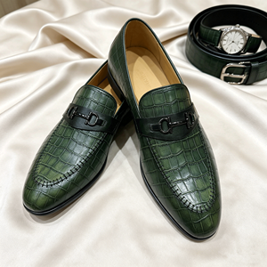 <span class=keywords><strong>Mocasines</strong></span> Premium Verdes con Estampado de Cocodrilo, Zapatos de Vestir Formales de Cuero Transpirables para Hombre, Zapatos Formales Casuales de Negocios - Product Image 2