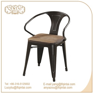 Chaises de salle à manger avec <span class=keywords><strong>accoudoir</strong></span> industriel en <span class=keywords><strong>bois</strong></span>, siège en métal, siège de café, haute qualité - Product Image 2