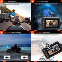 Podofo 3,0 "cámara de salpicadero de motocicleta Full HD 720P grabadora de conducción Vista frontal y trasera motocicleta coche DVR Cámara IP67 impermeable