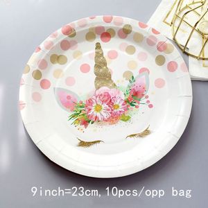 Juego de Vajilla para Fiesta de Cumpleaños de Niñas, Platos y Vasos de Papel con Diseño de Unicornio - Product Image 2
