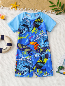<span class=keywords><strong>Combinaison</strong></span> de bain pour bébé garçon, manches courtes, élastique, séchage rapide, pour piscine et plage, vente en gros - Product Image 3