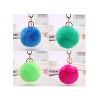 Porte-clés en fourrure synthétique de lapin, pompon moelleux, écologique, personnalisable, vente en gros, pour filles